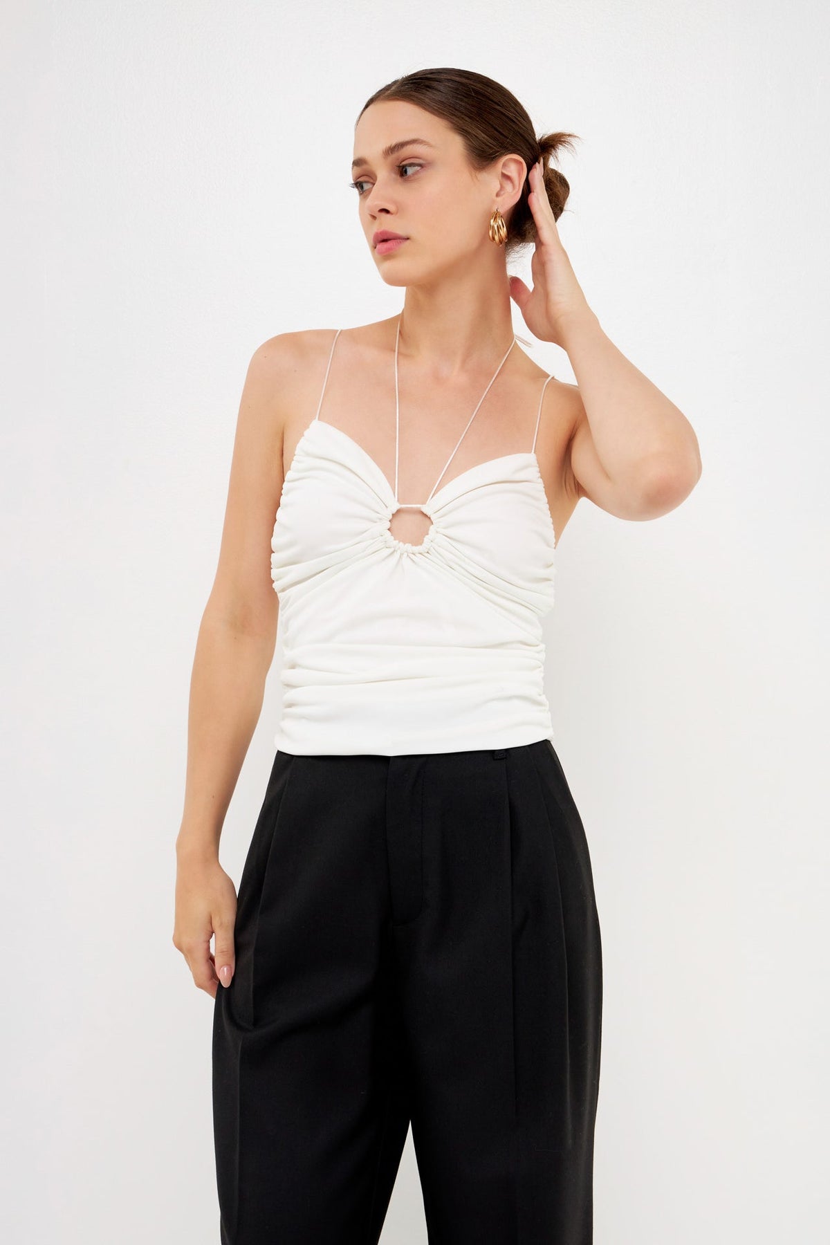 Slinky Cutout Ruched Top