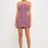 Strapless Tweed Mini Dress