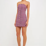 Strapless Tweed Mini Dress