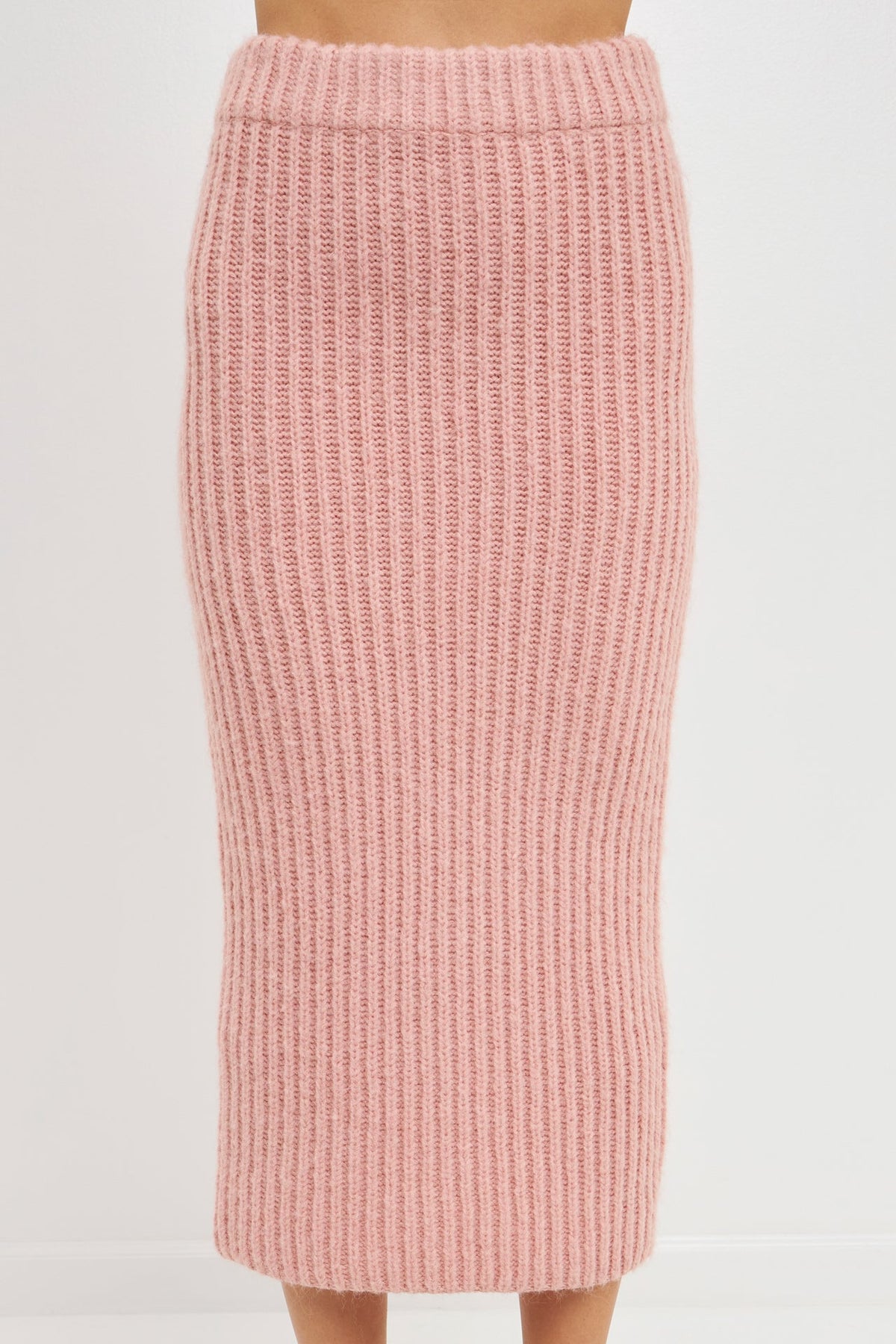 High-Waisted Knit Midi Skirt