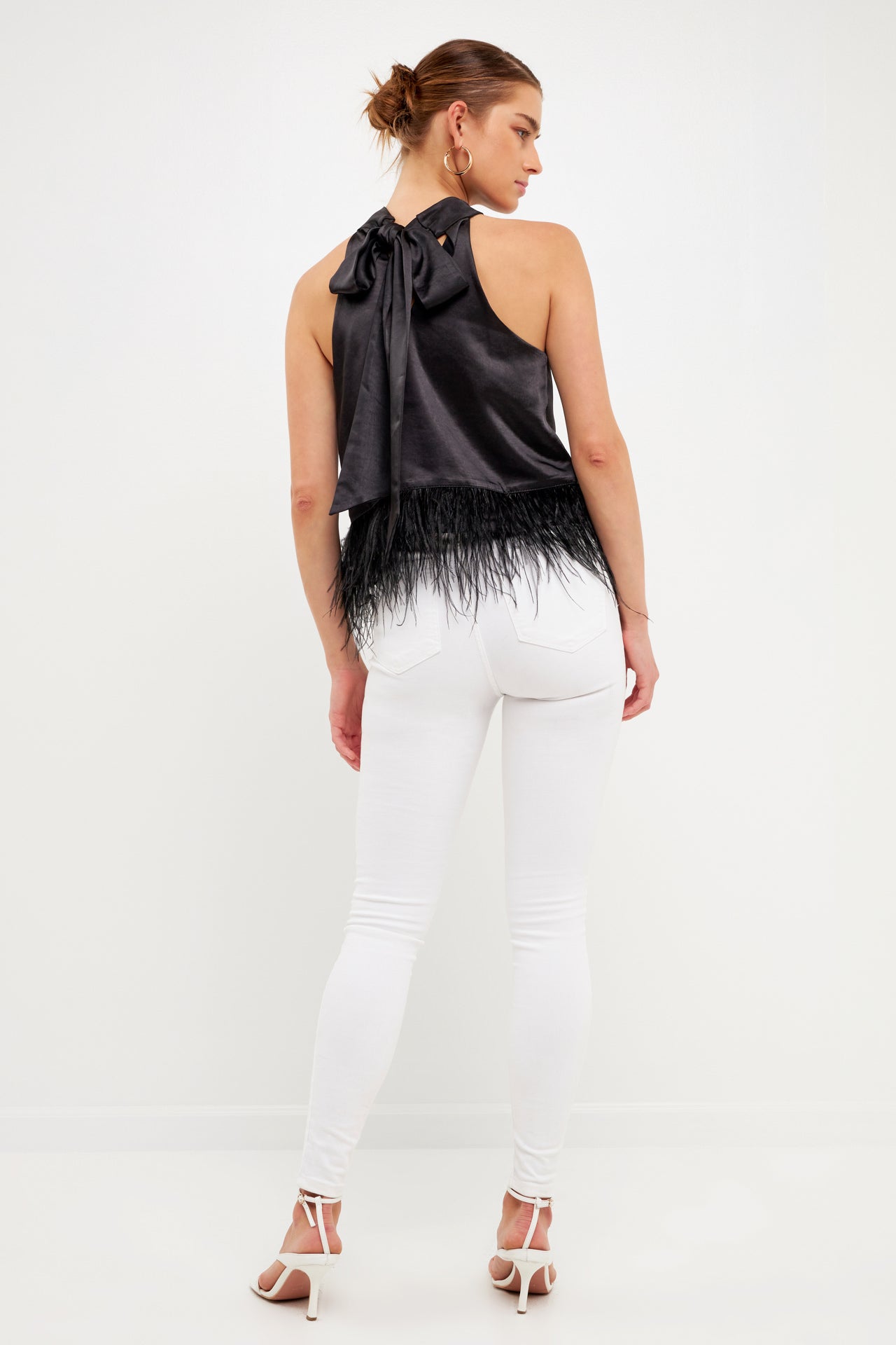 Endless Rose - Feather Trim Top Black / L