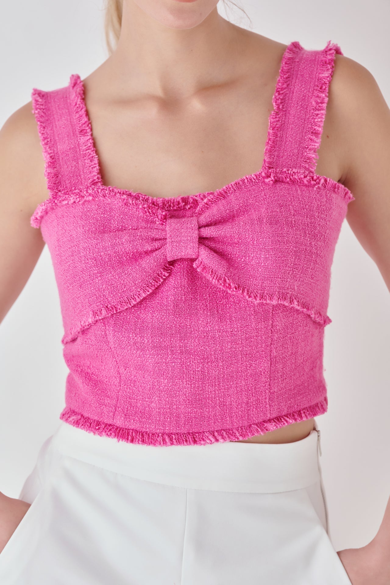 Endless Rose - Tweed Bow Tie Top - Tops in Women's Clothing available at endlessrose.com