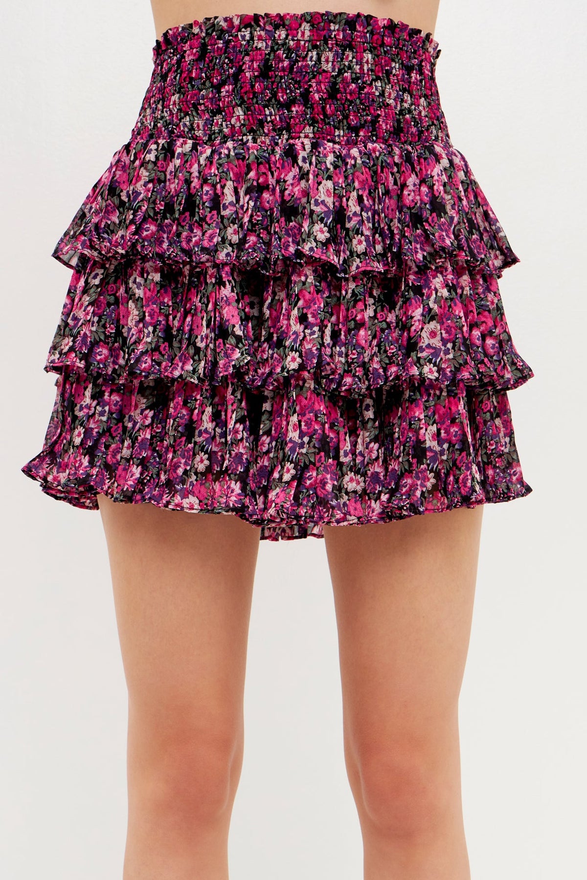 Chiffon Floral Printed Mini Skirt