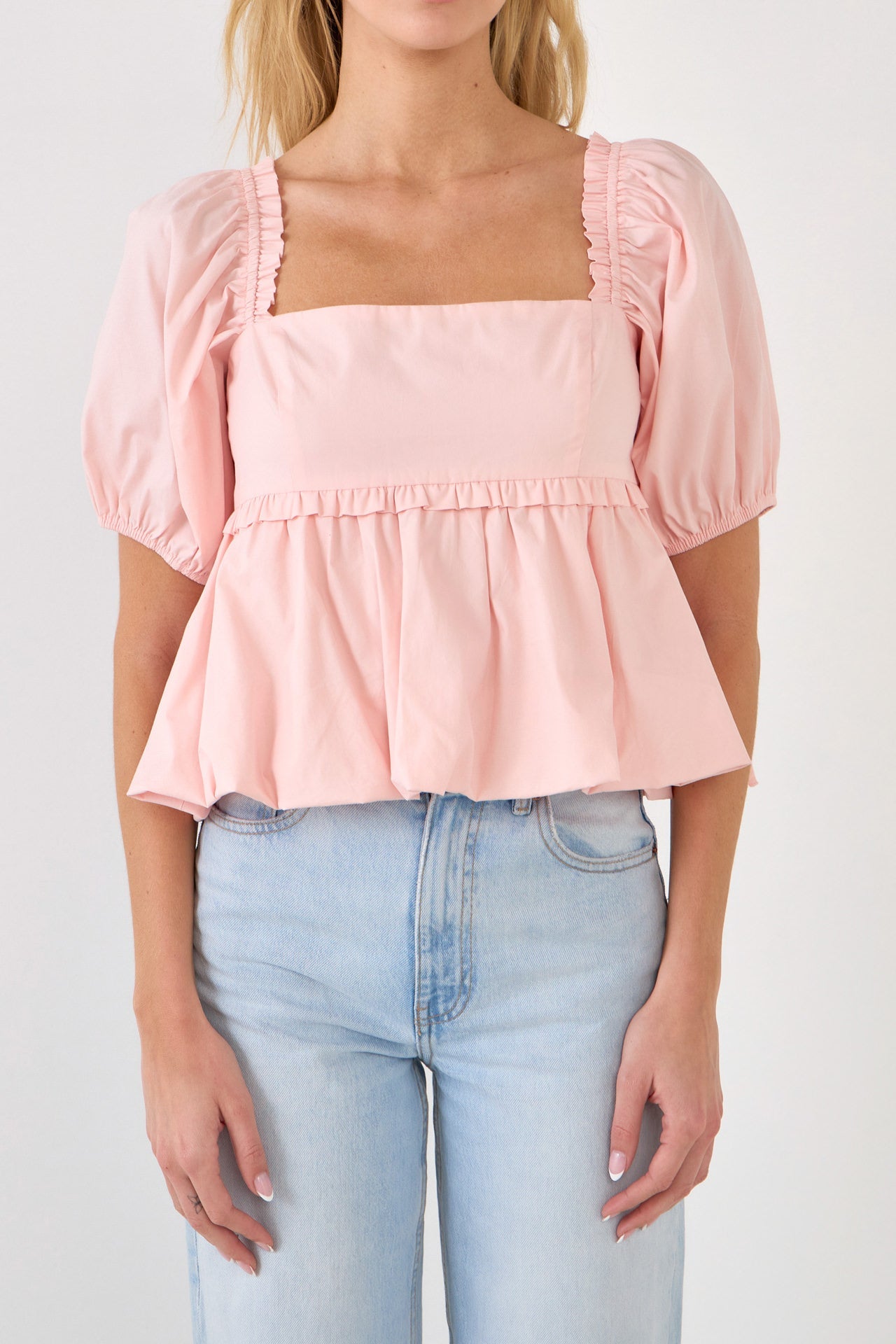 ENDLESS ROSE-Blouson Baby Doll Top-TOPS available at Objectrare