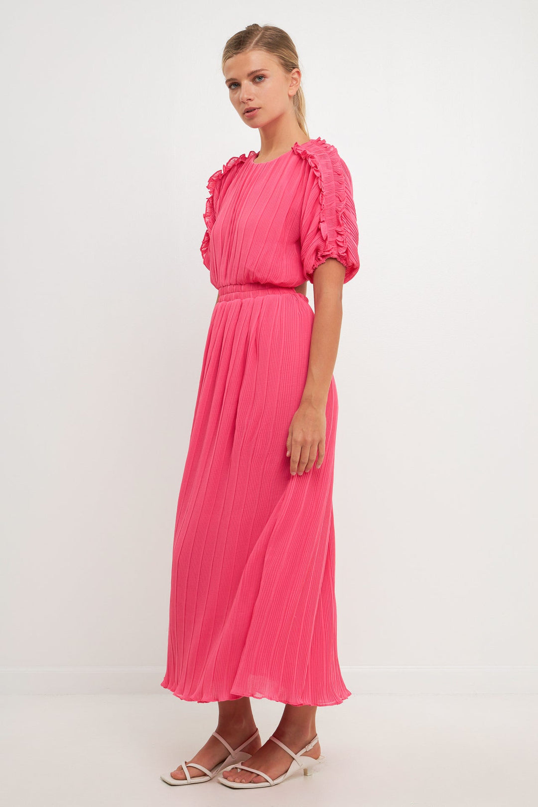 Chiffon Plisse Back Cutout Maxi Dress – Endless Rose