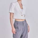 ENDLESS ROSE-Cropped Short Sleeve Blazer-BLAZERS available at Objectrare