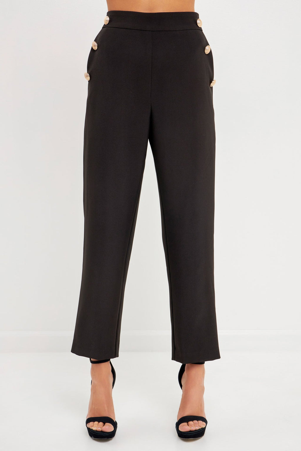 ENDLESS ROSE-High Waisted Buttoned Trousers-PANTS available at Objectrare