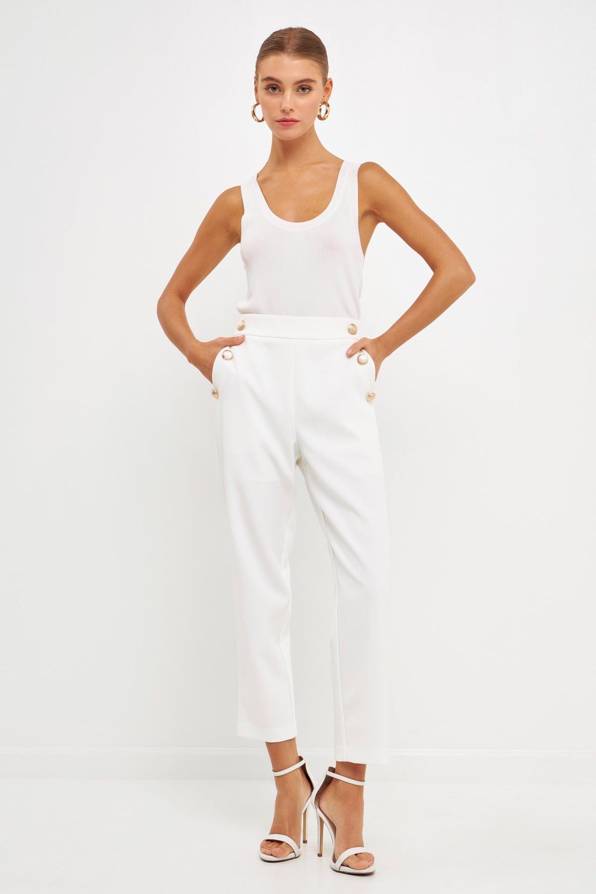 ENDLESS ROSE-High Waisted Buttoned Trousers-PANTS available at Objectrare