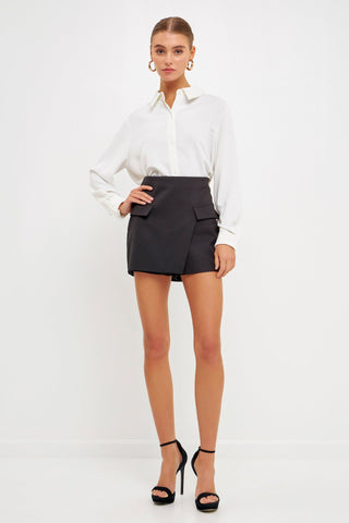 ENDLESS ROSE-Front Wrap Mini Skort-SKORTS available at Objectrare
