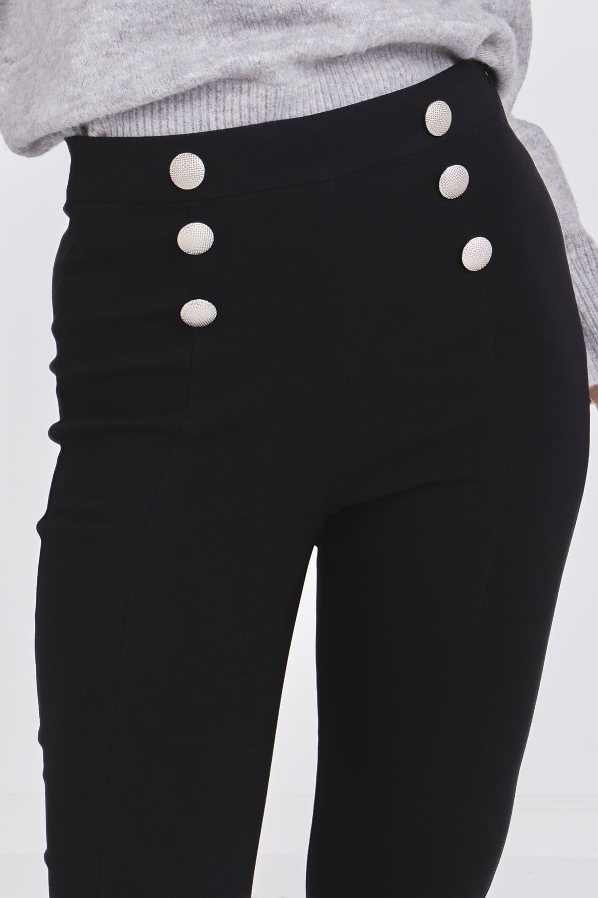 ENDLESS ROSE-Stretch Skinny Buttoned Pants-PANTS available at Objectrare