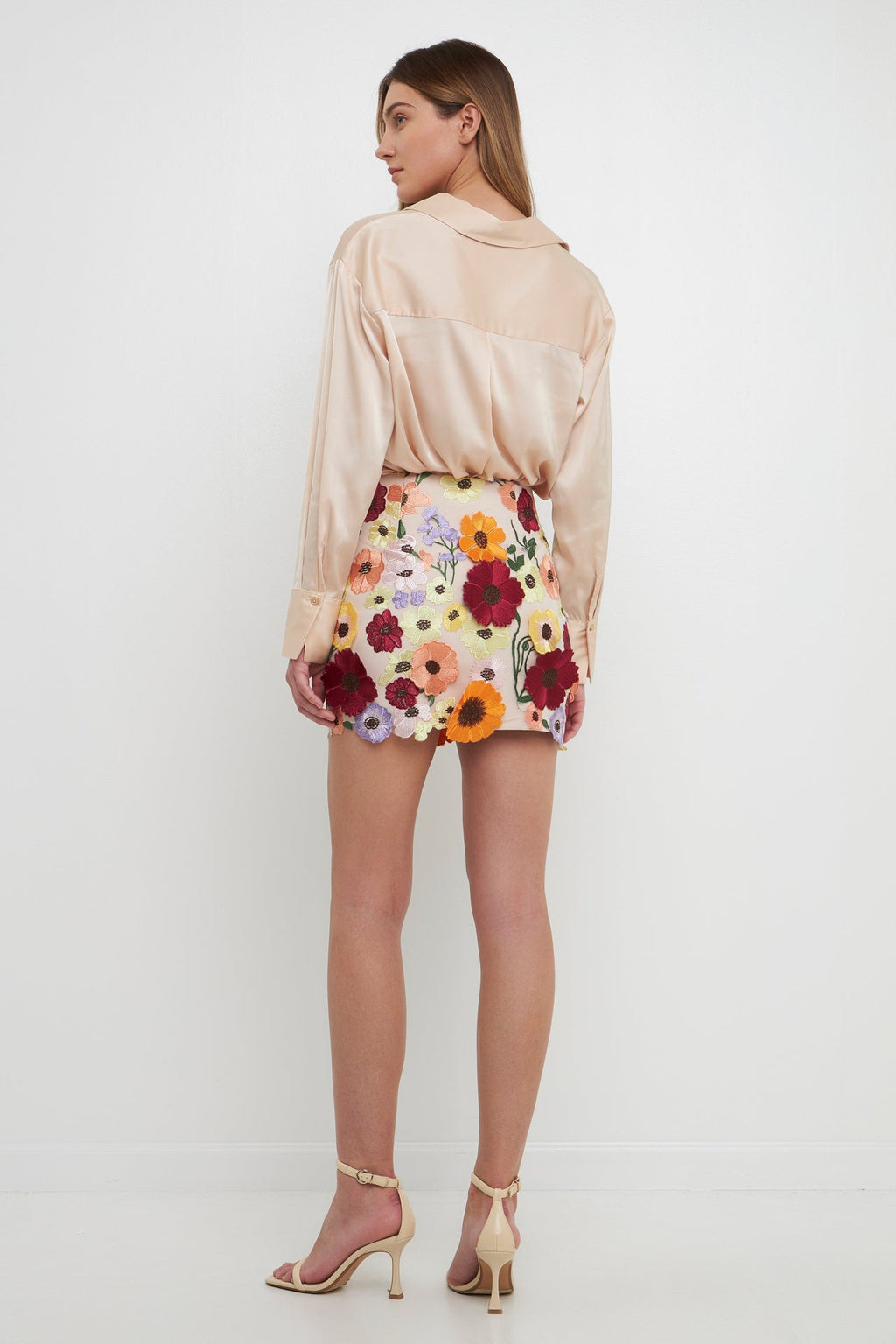 Floral Embroidered Mini Skirt