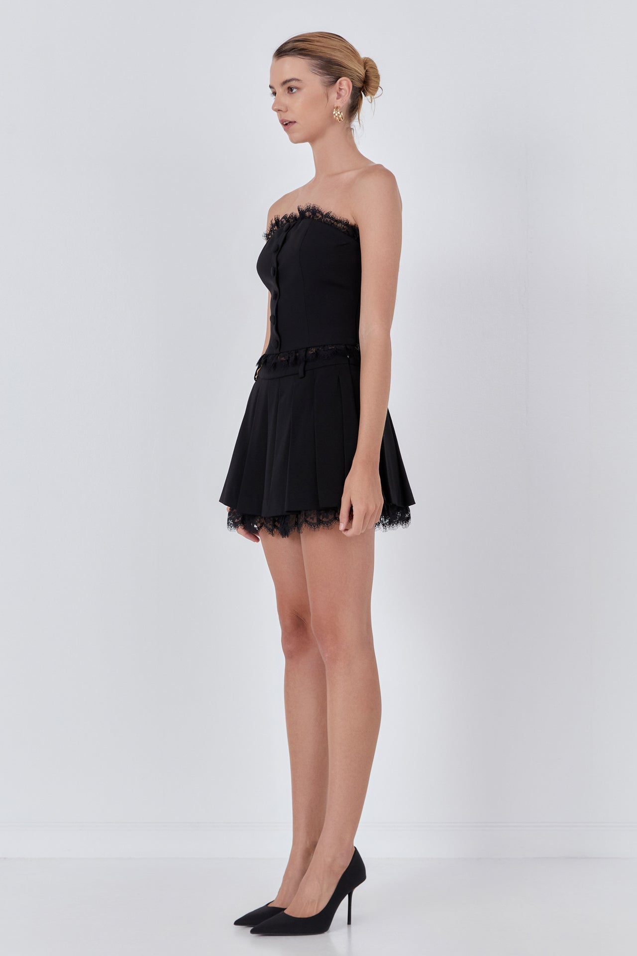 Endless Rose - Peekaboo Lace Pleated Skort - Skorts in Women's Clothing available at endlessrose.com