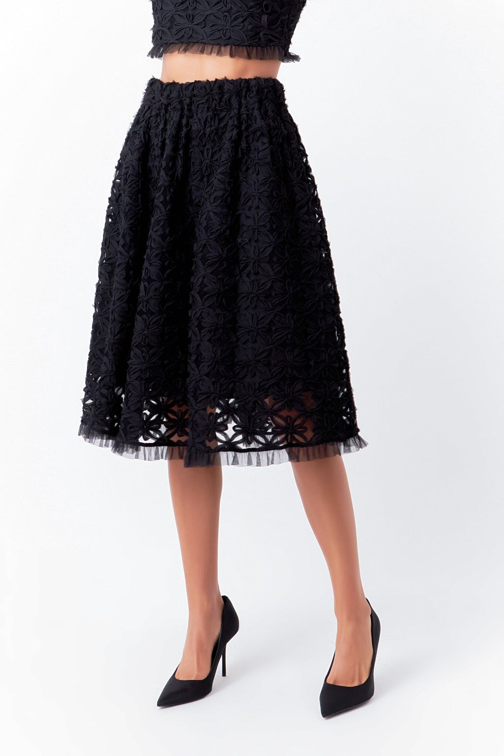 Floral Lace Midi Skirt