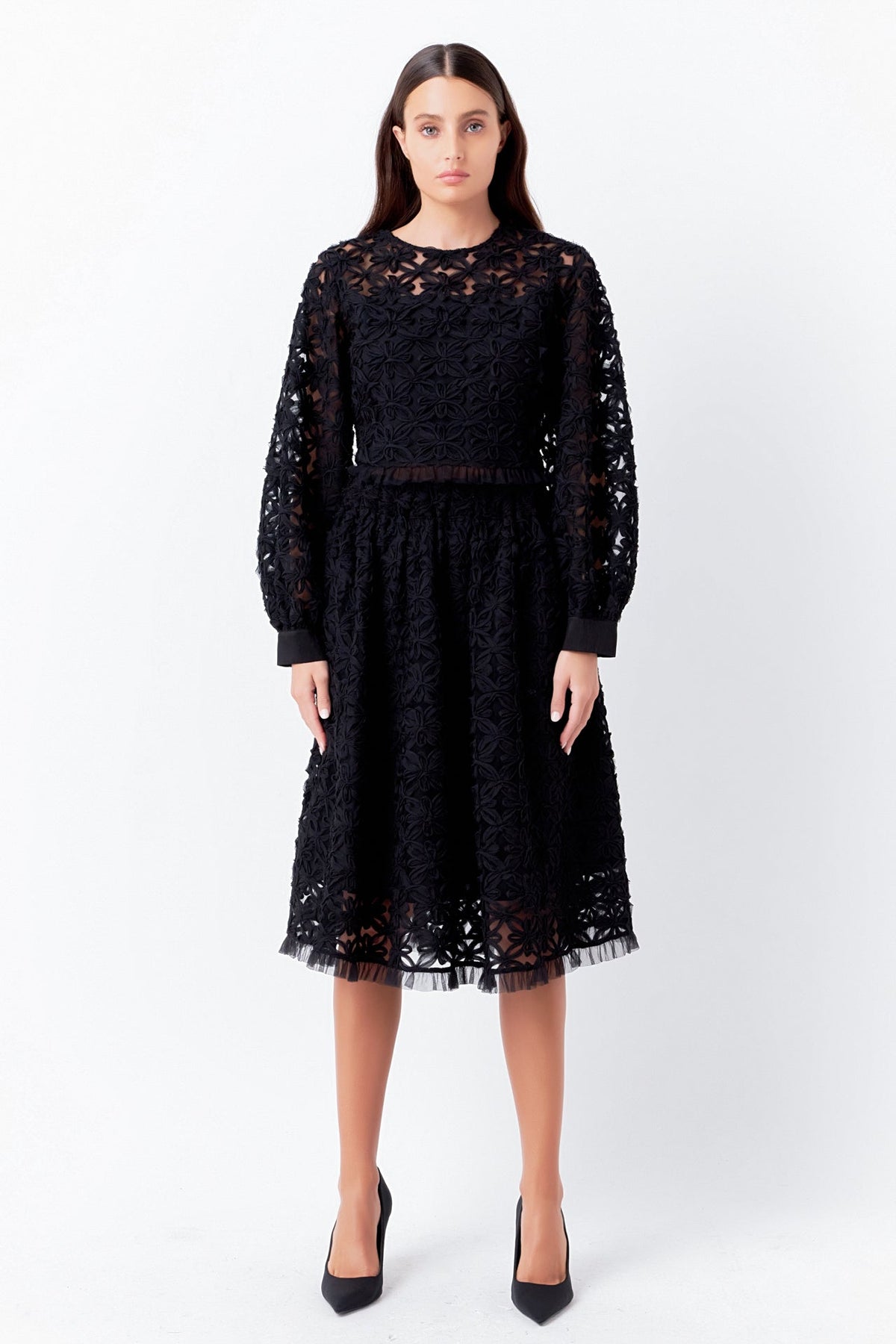 Floral Lace Midi Skirt
