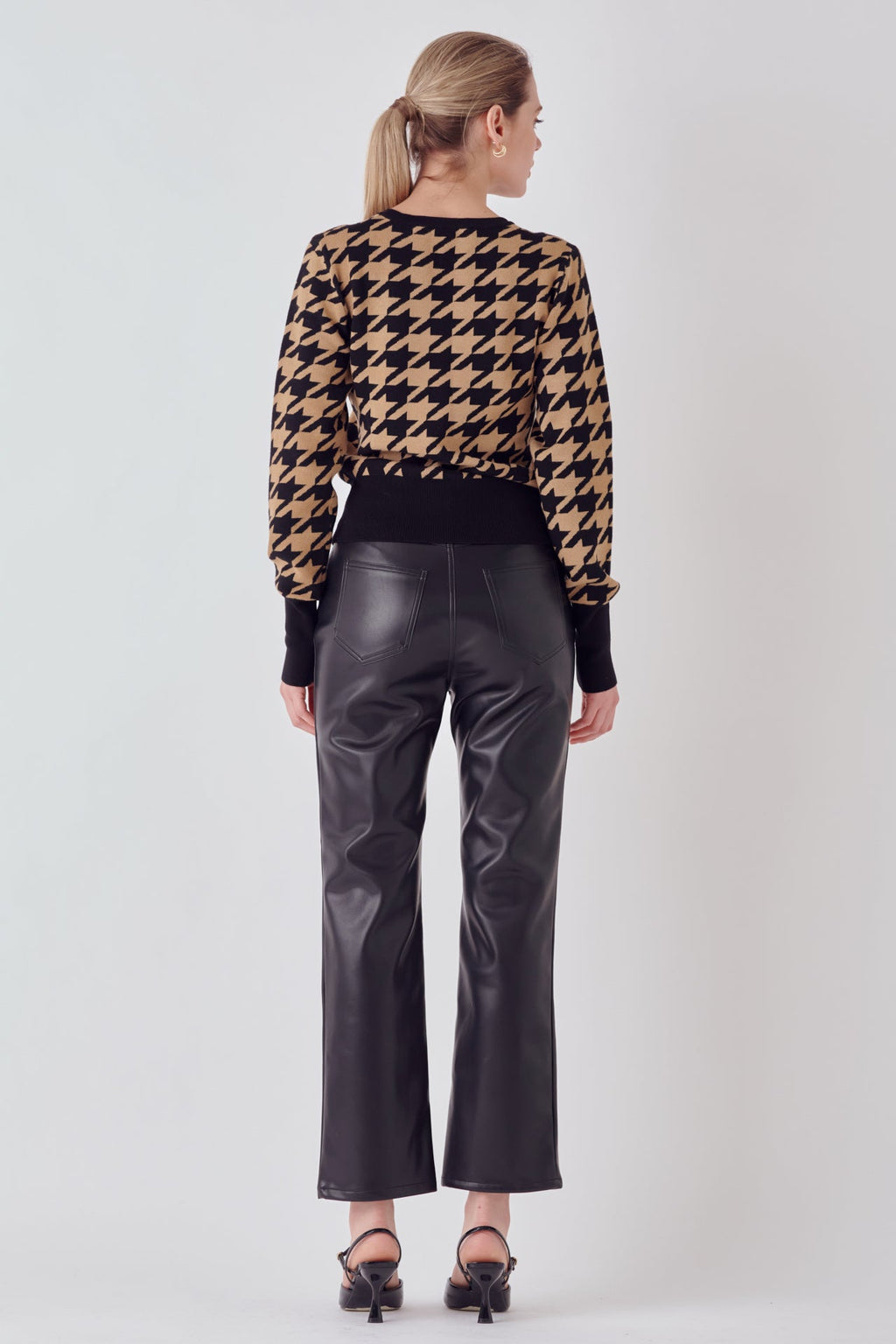 ENDLESS ROSE-Knit Houndstooth Sweater-TOPS available at Objectrare