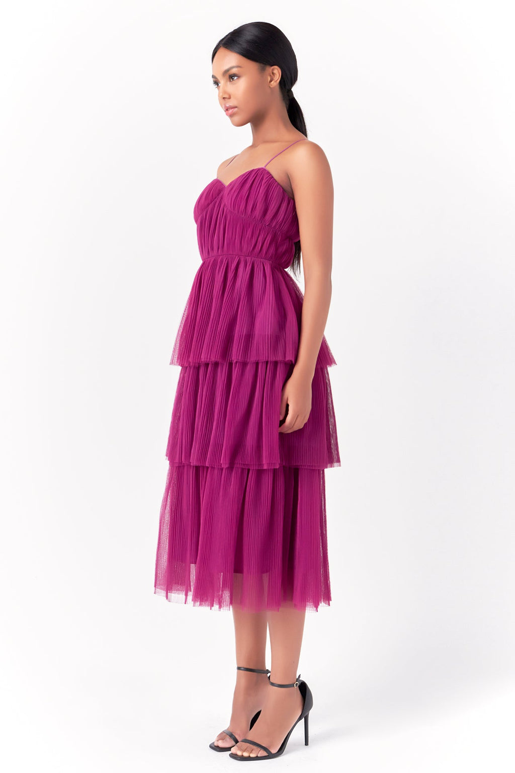 ENDLESS ROSE-Tulle Tiered Midi Dress-DRESSES available at Objectrare
