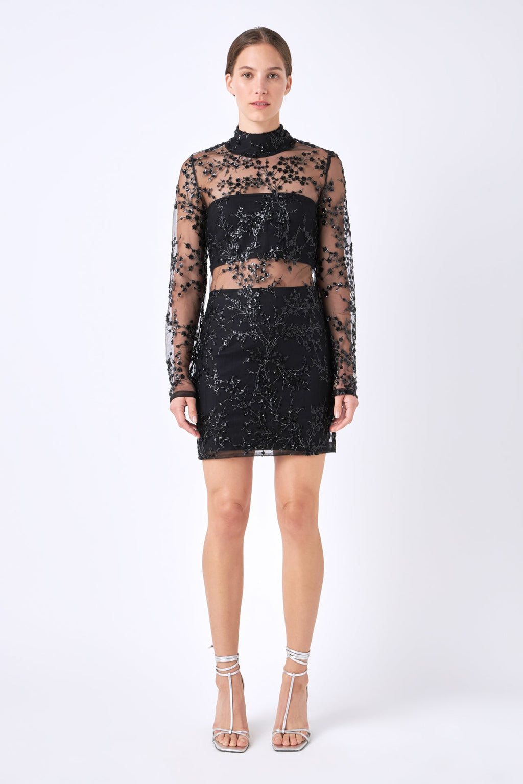 ENDLESS ROSE-Sequins Embroidered Mini Dress-DRESSES available at Objectrare