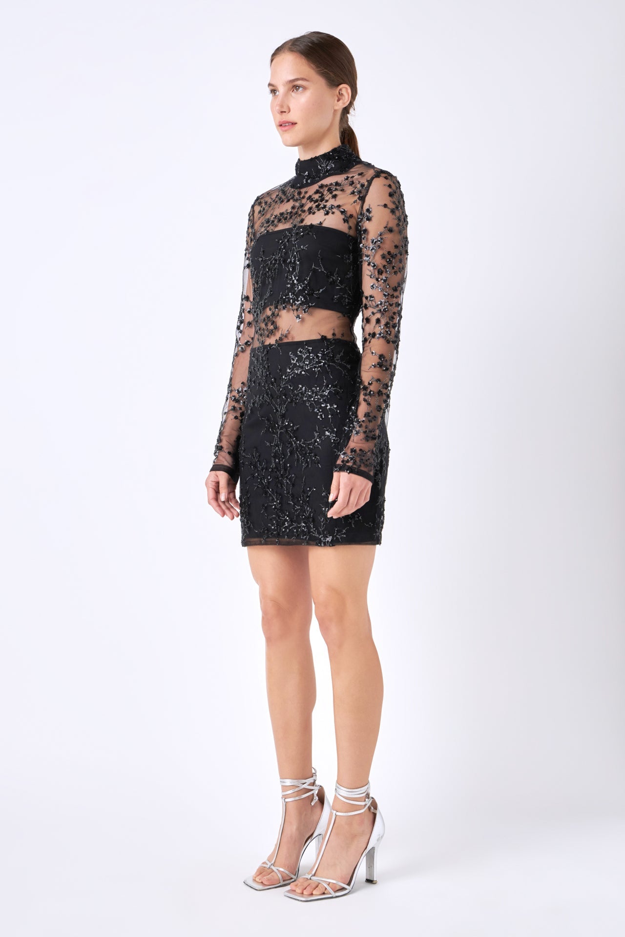 Premium black sequin outlet embroidered bandeau midi dress