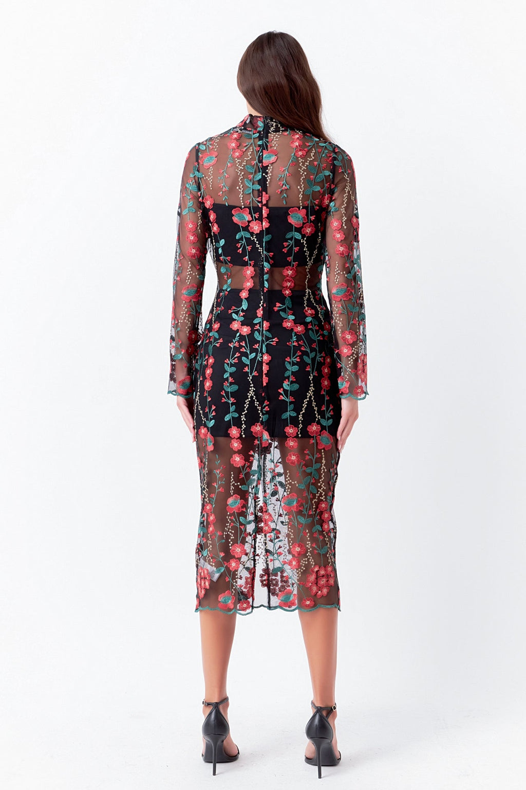 ENDLESS ROSE-Floral Embroidered Midi Dress-DRESSES available at Objectrare