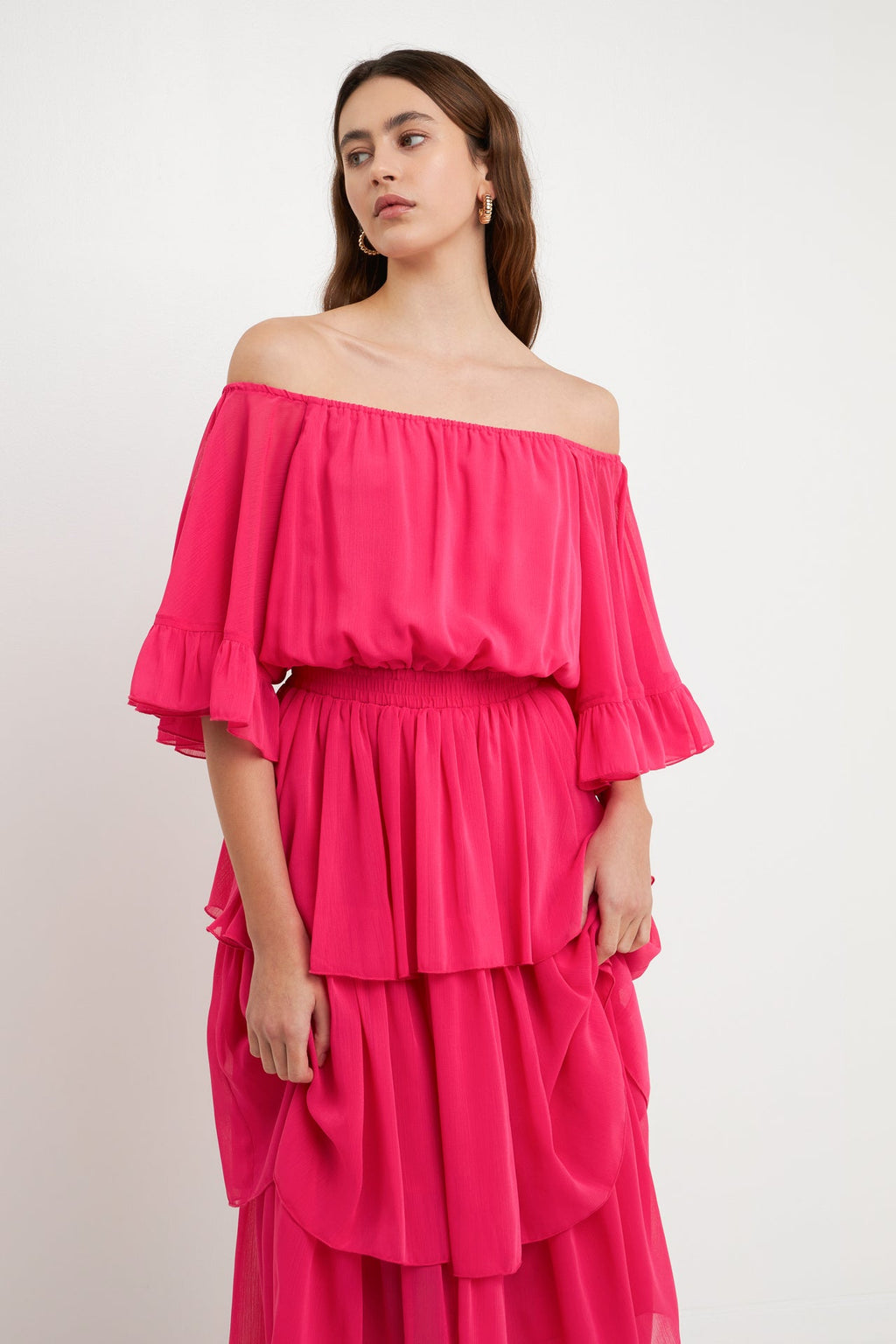 Off-The-Shoulder Tiered Maxi Dress