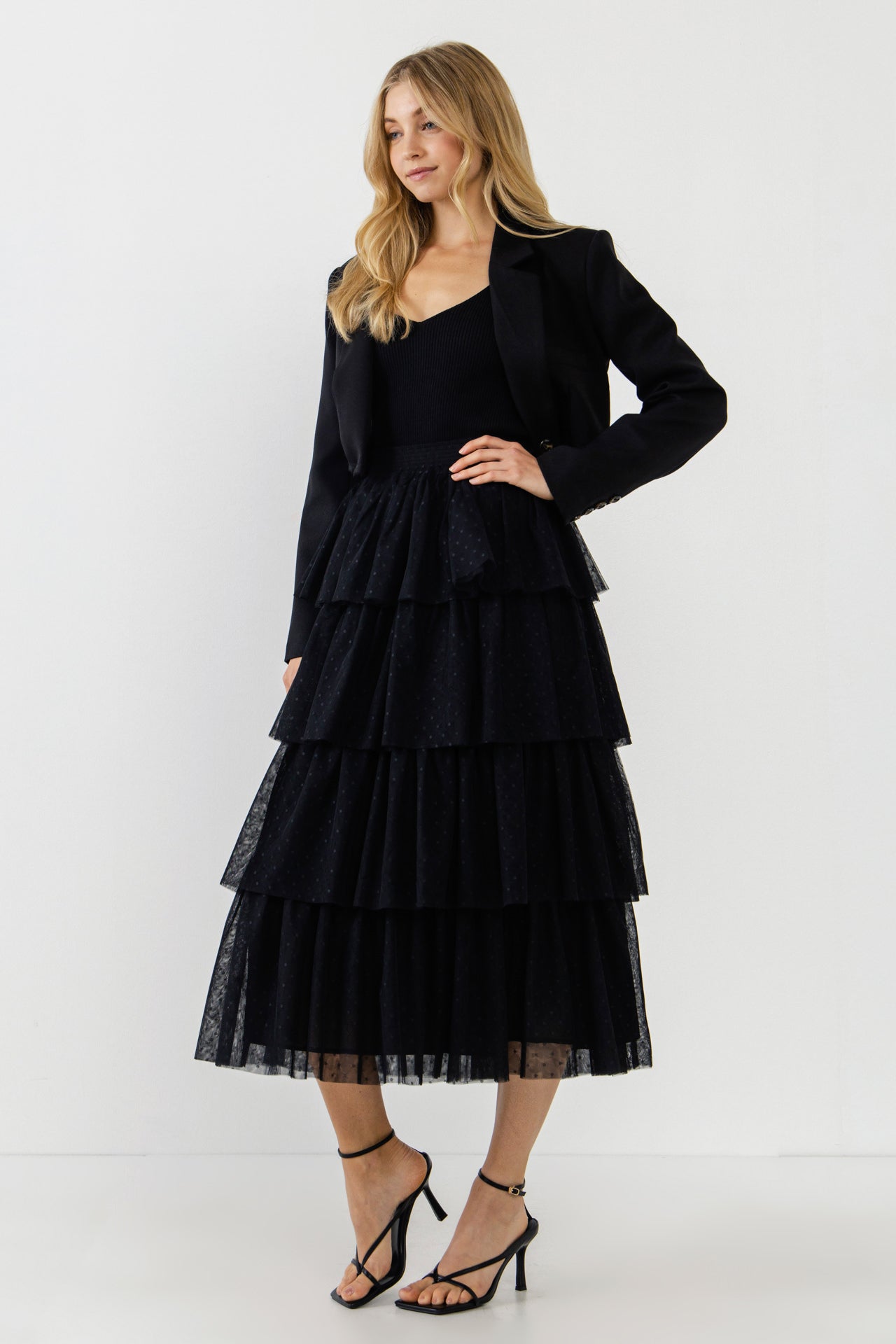 ENDLESS ROSE - Pleated Swiss Dot Mesh Skirt - SKIRTS available at Objectrare