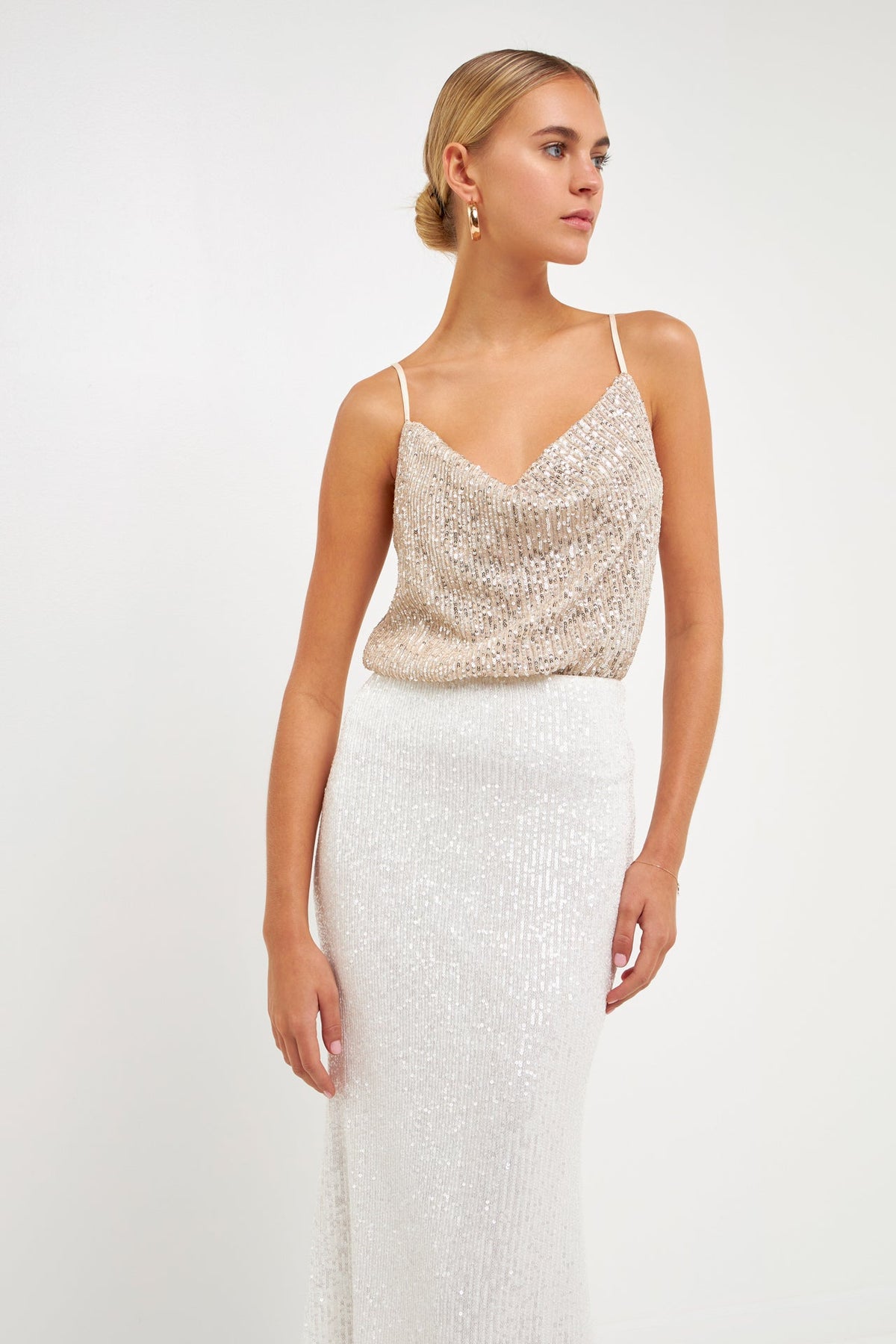 Sequins Cowl Neck Top