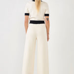 ENDLESS ROSE - Contrast Band Knit Pants with Gold Buttons - PANTS available at Objectrare