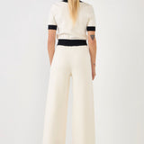 ENDLESS ROSE - Contrast Band Knit Pants with Gold Buttons - PANTS available at Objectrare