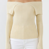 ENDLESS ROSE - Wide Collar Knit Sweater - TOPS available at Objectrare