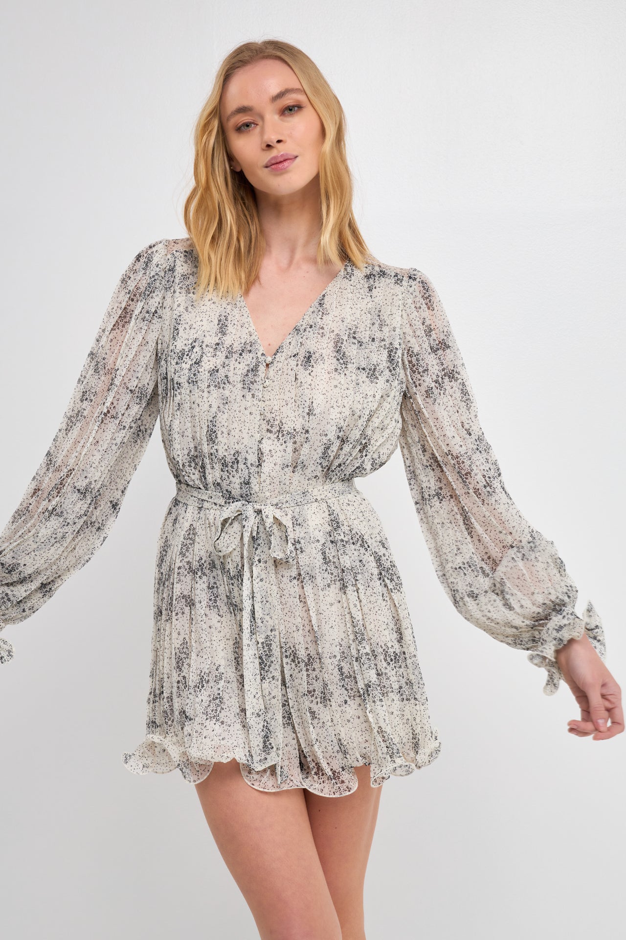 Endless Rose - Speckled Pleated Romper - Rompers in Women's Clothing available at endlessrose.com