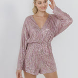 Long Sleeve Sequin Romper