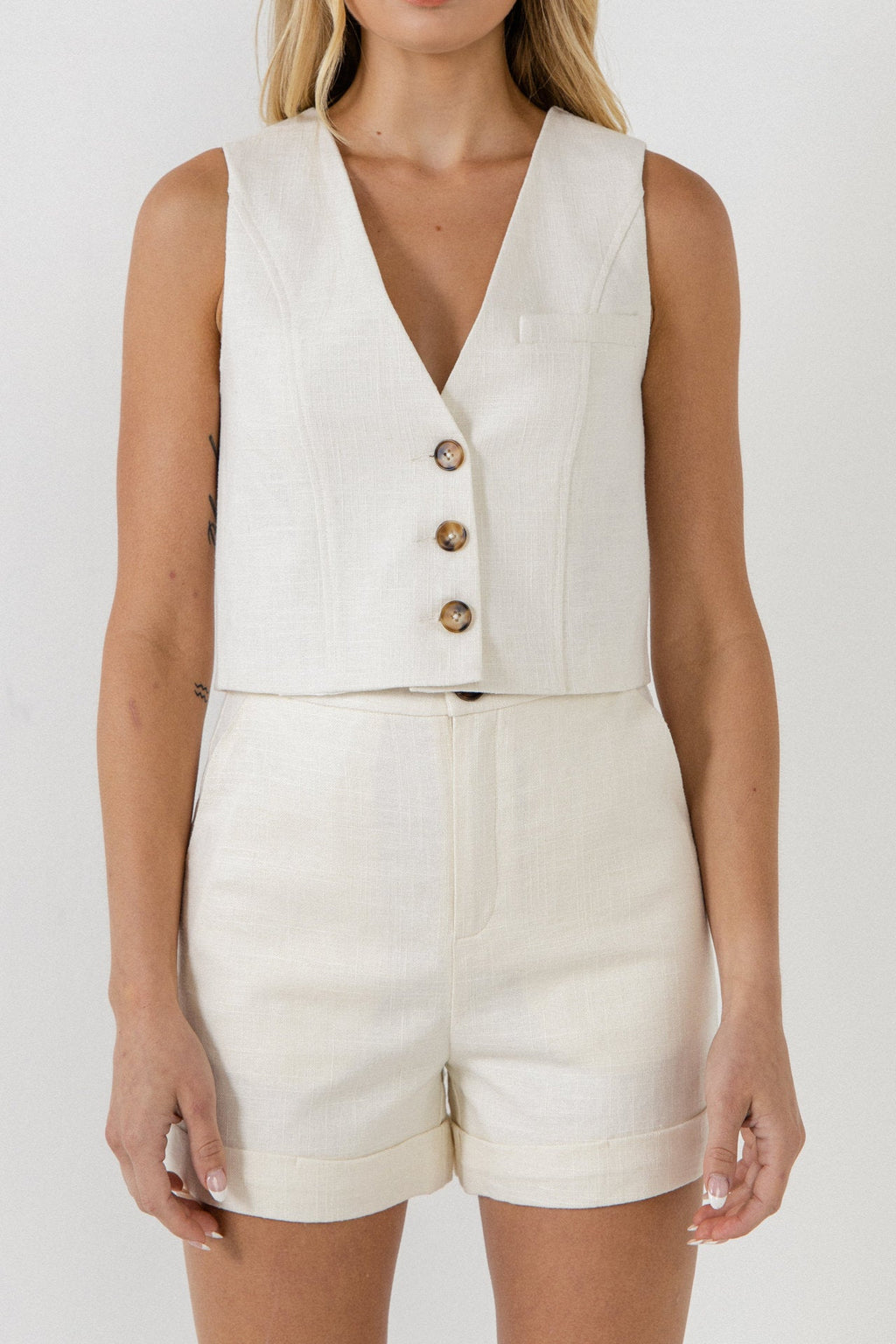 Cropped Tailored Vest