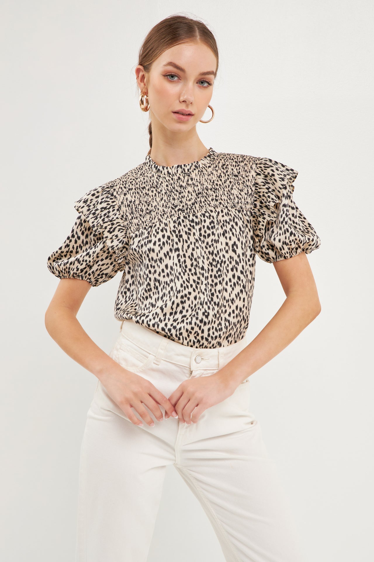 ENDLESS ROSE - Leopard Ruffle Blouse - SHIRTS & BLOUSES available at Objectrare