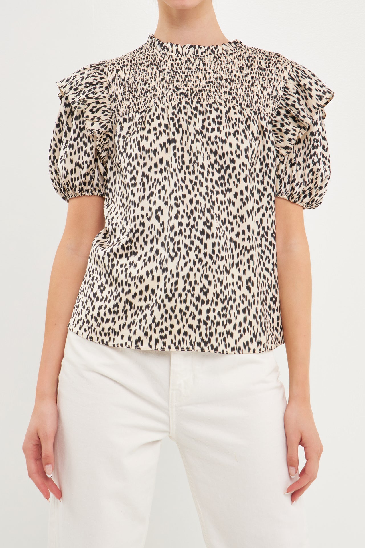 ENDLESS ROSE - Leopard Ruffle Blouse - SHIRTS & BLOUSES available at Objectrare