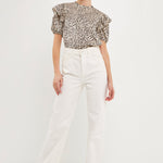 ENDLESS ROSE - Leopard Ruffle Blouse - SHIRTS & BLOUSES available at Objectrare