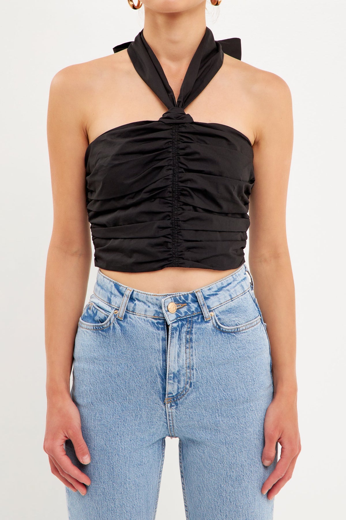 Halter Loop Ruched Top