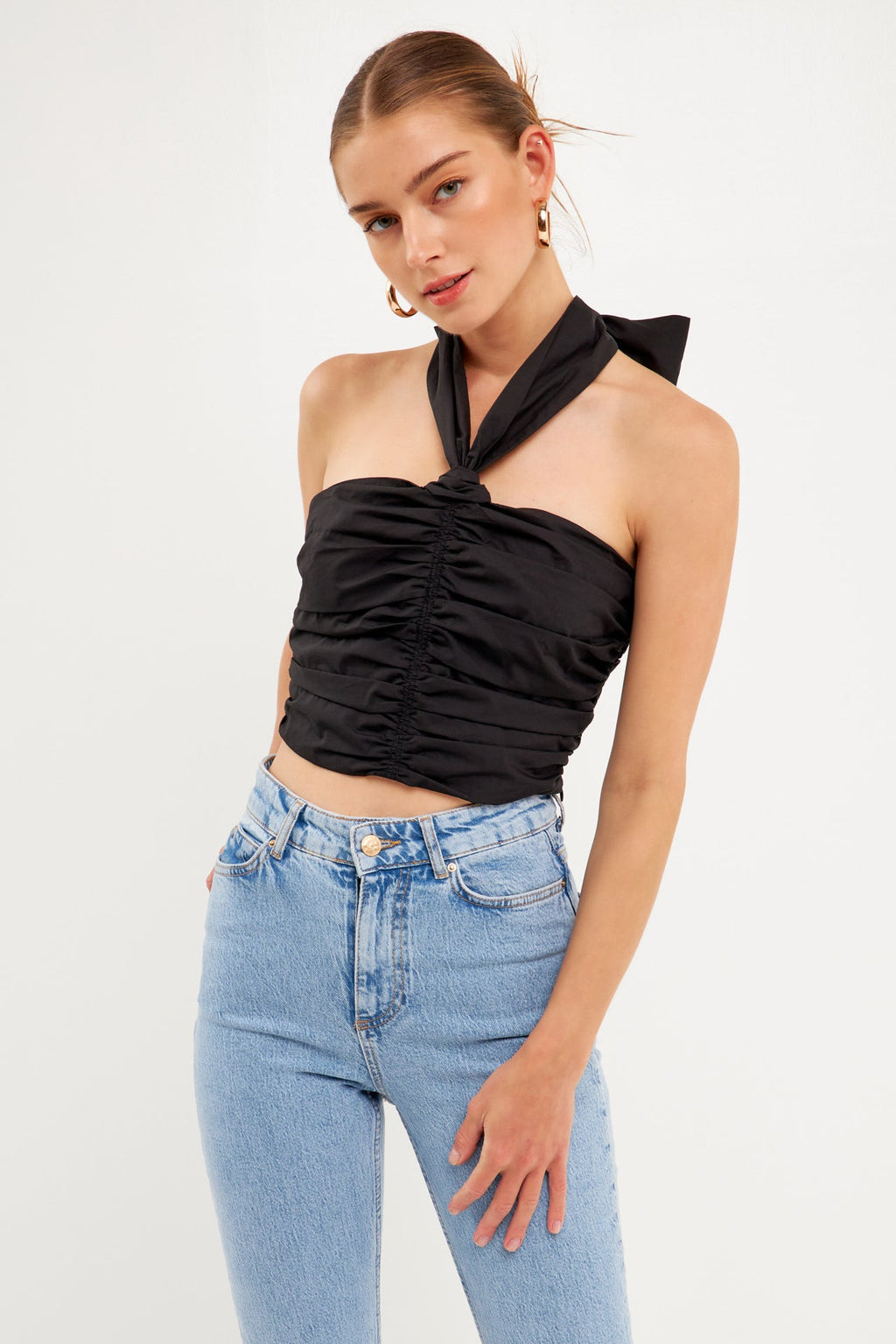 Halter Loop Ruched Top