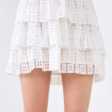 Pocket Lace Tiered Mini Skirt