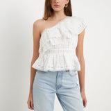 One Shoulder Square Laced Top