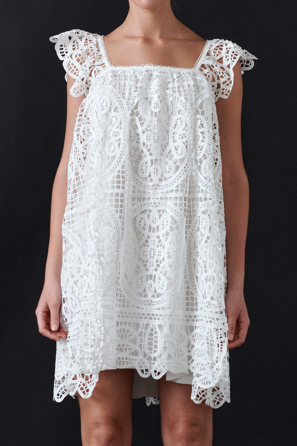 Flounce Laced Mini Dress