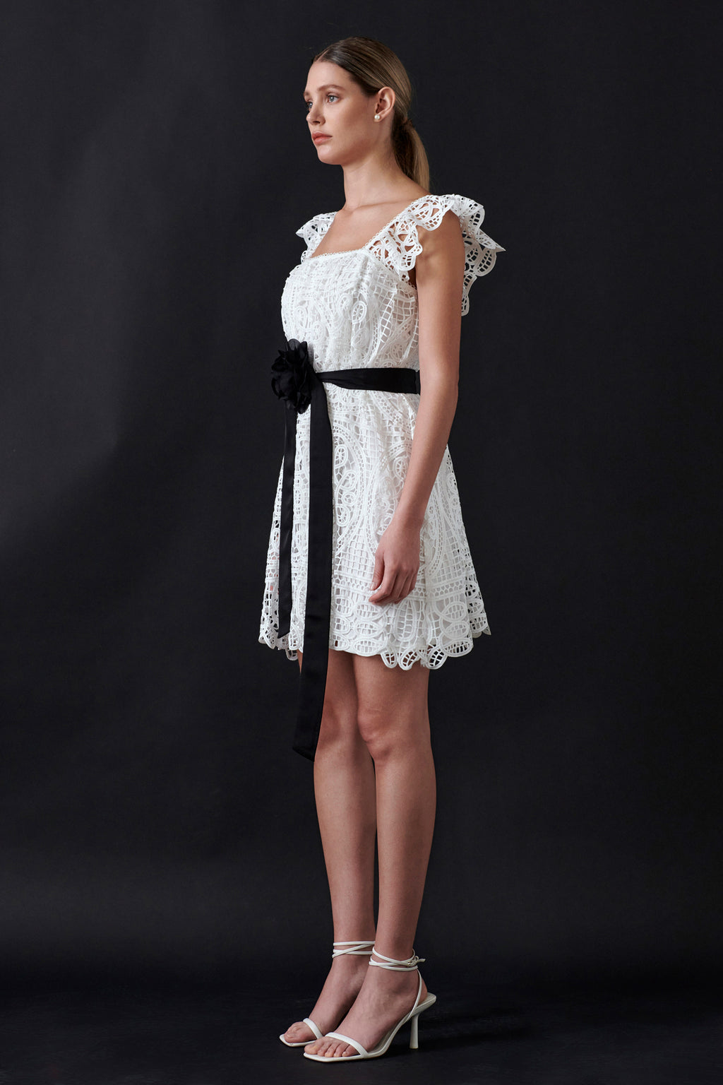 Flounce Laced Mini Dress