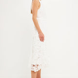 Floral Crochet Lace Cut-Out Midi Dress