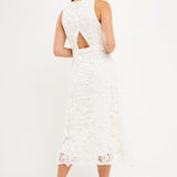 Floral Crochet Lace Cut-Out Midi Dress