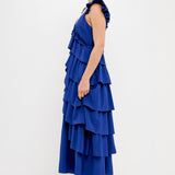 Waterfall Tiered Maxi High Low Dress