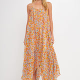 Pleated Waterfall Maxi Dress