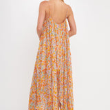 Pleated Waterfall Maxi Dress