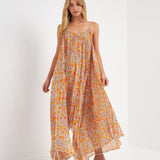Pleated Waterfall Maxi Dress
