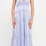 Light Sheen Front Tie Maxi Gown