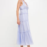 Light Sheen Front Tie Maxi Gown
