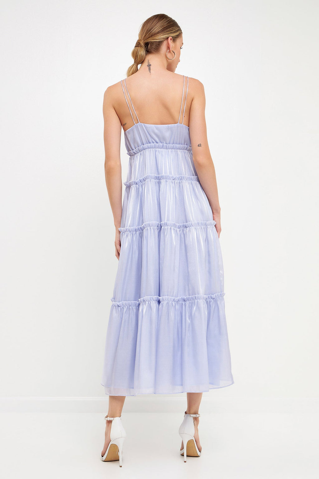 Light Sheen Front Tie Maxi Gown